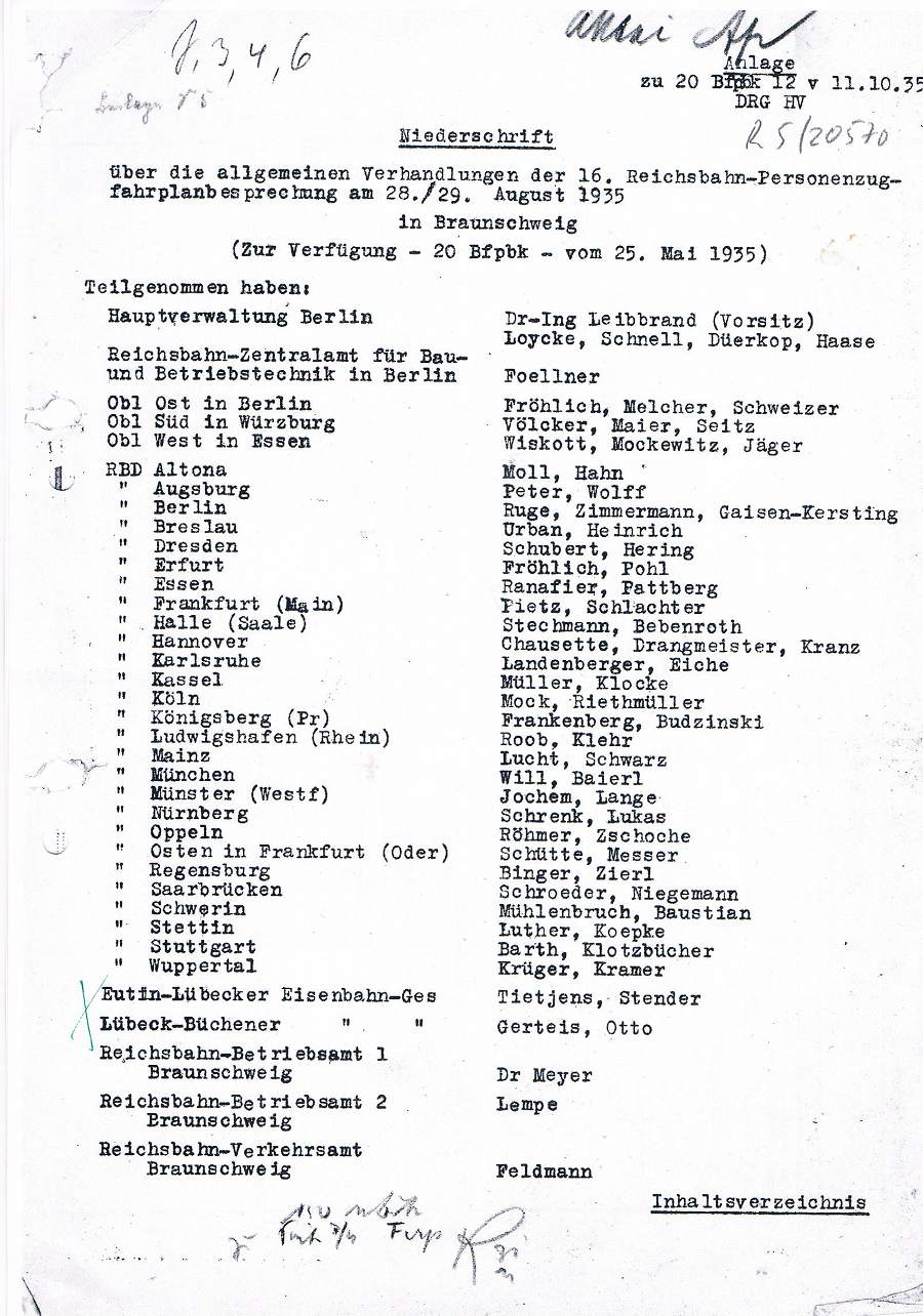 Fahrplan Ausschuss 1935